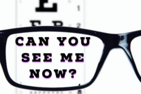 showing an eye test board through a pair of glasses